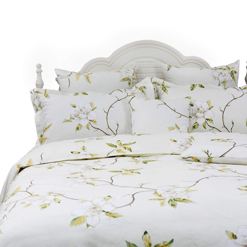 FADFAY White Floral Duvet Cover Set 100% Cotton Farmhouse Bedding with Hidden Zipper Closure 3 Pieces, 1duvet Cover & 2pillowcases,King/California King Size - Image 2